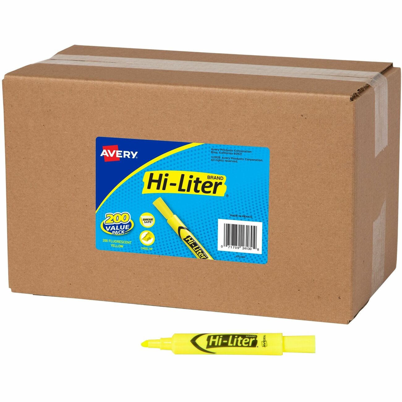 Avery Desk-Style Highlighter, Yellow, 200-Count Bulk