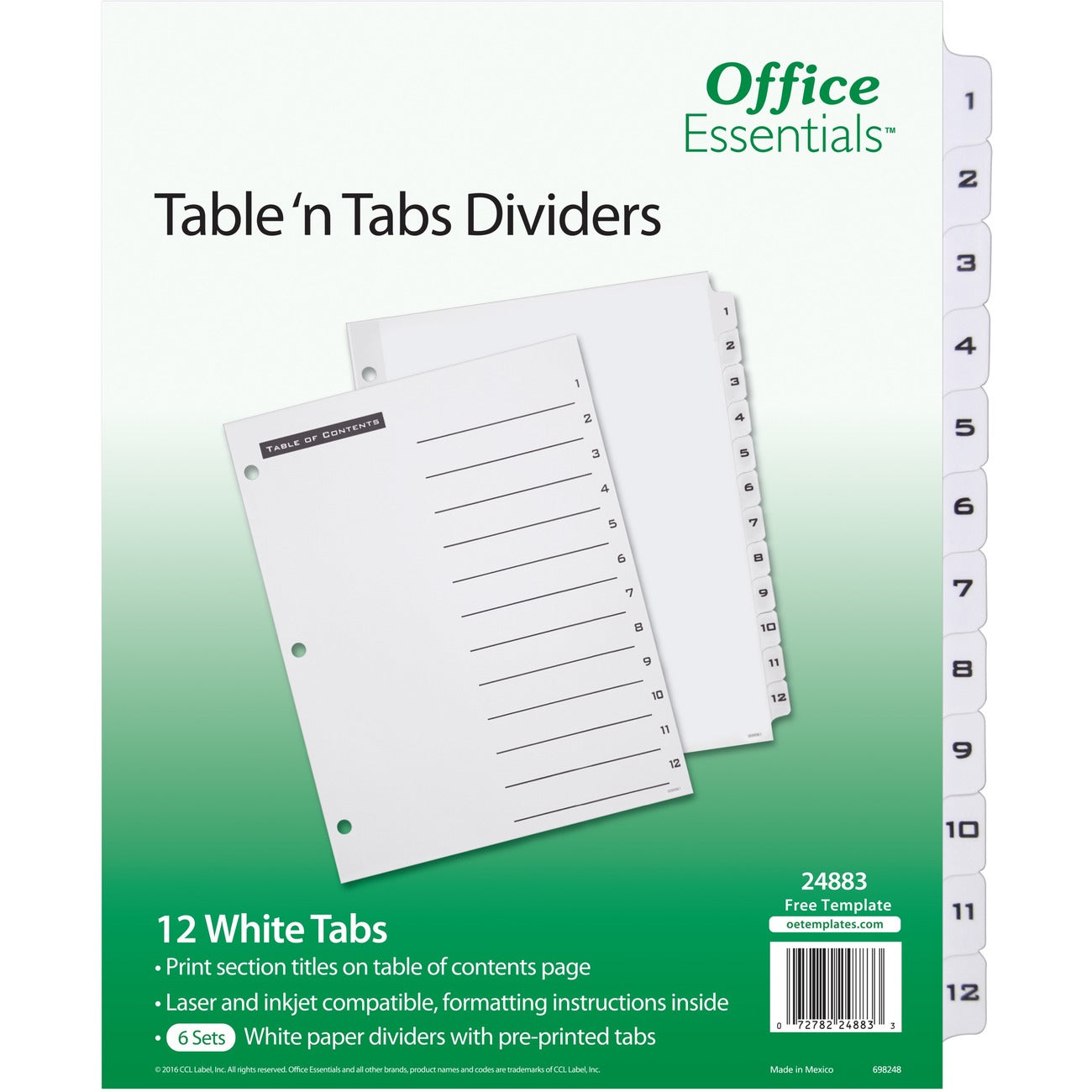 Avery Oe Divider Bw 12Tab 6Pk