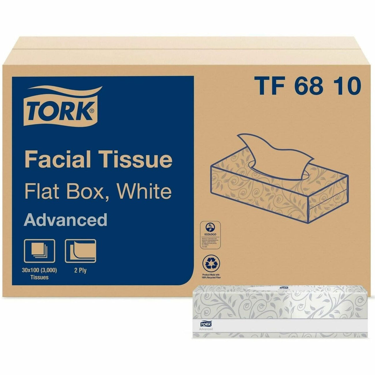 TORK Advanced Facial Tissue Flat Box White