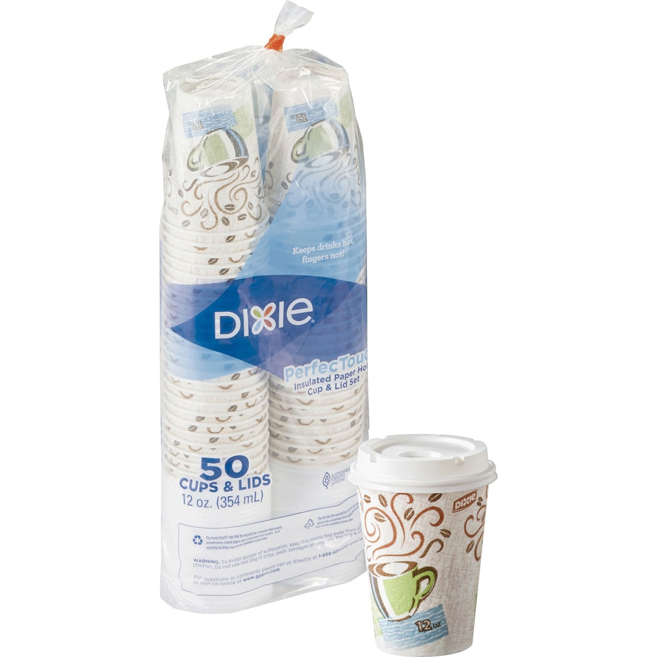 Dixie Cup Paper Hot 12Oz W/Lids