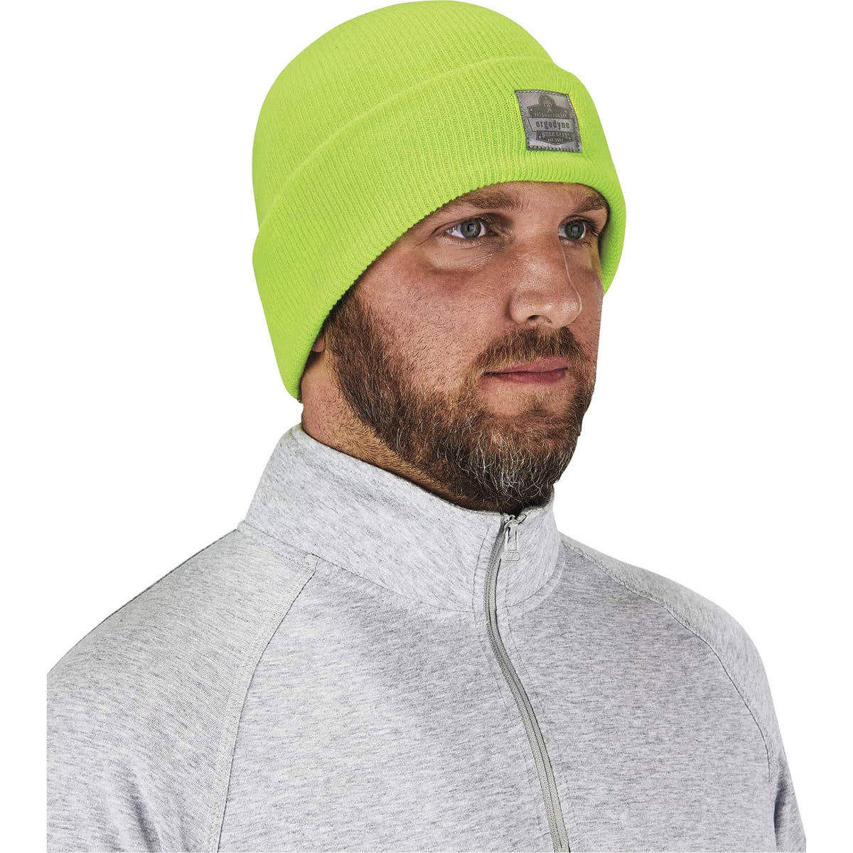 Rib Knit Beanie Cuffed Lime