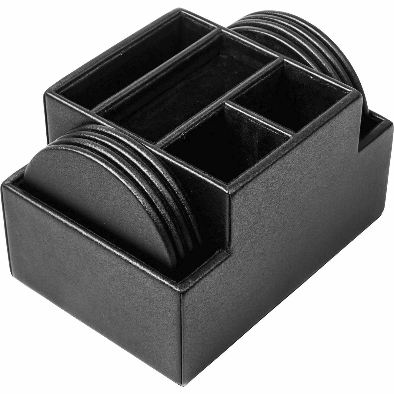 Coaster Rnd Set Lthr Bk 8