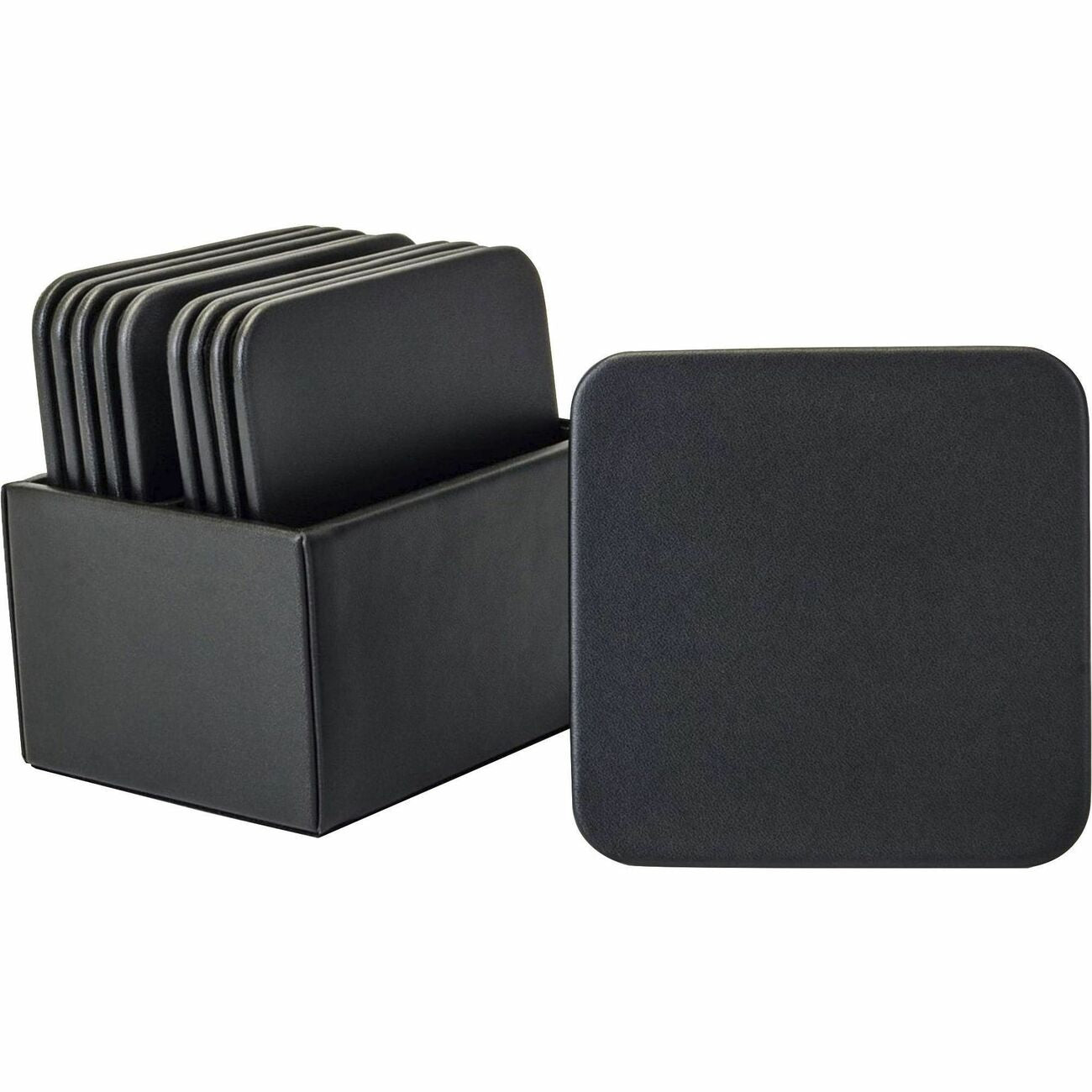 Coaster Set Lthr Sq 10