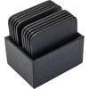 Coaster Set Sq Lthrette Bk