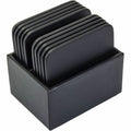 Coaster Set Sq Lthrette Bk