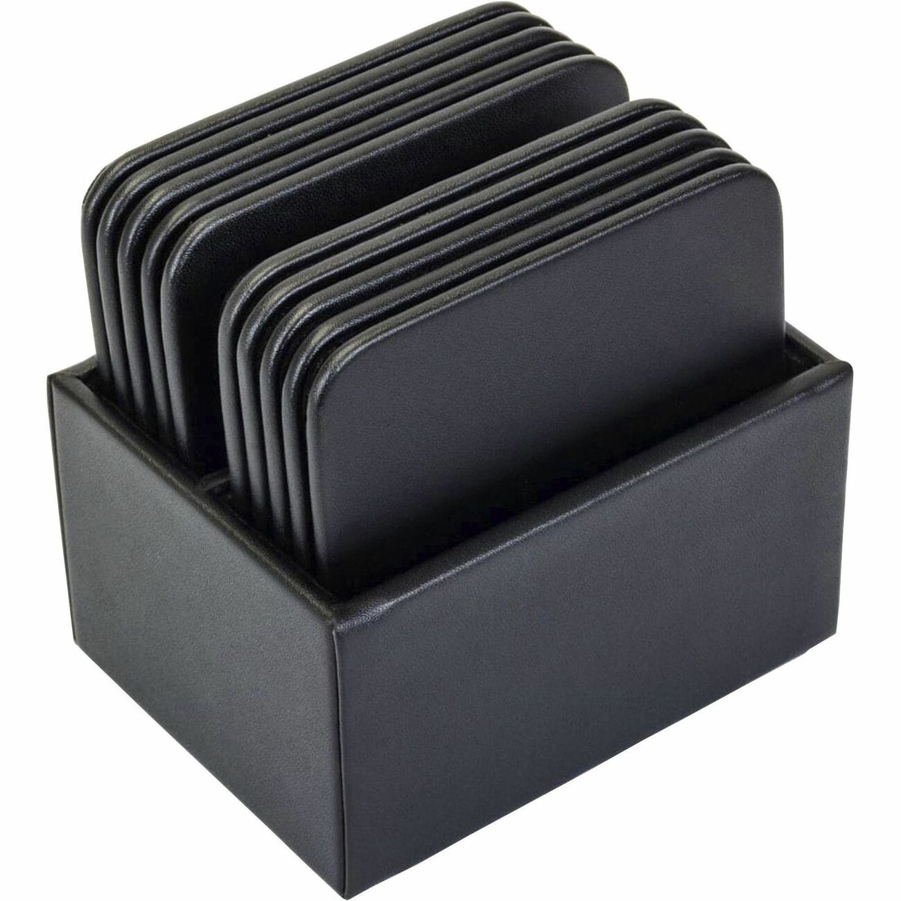 Coaster Set Sq Lthrette Bk