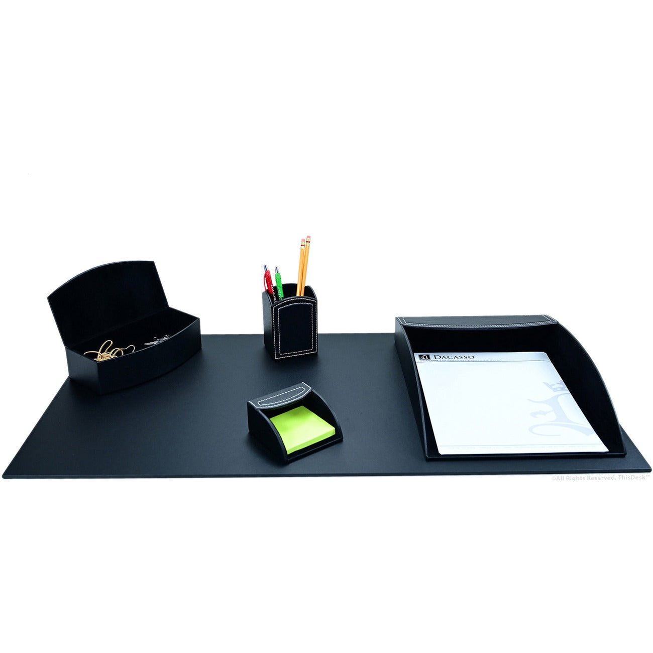 Dsk St Lthr 5Pc Bk