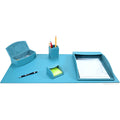 Dsk St Lthr 5Pc Teal