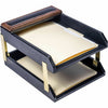 Trays Ltr Dbl Lthr Walnut