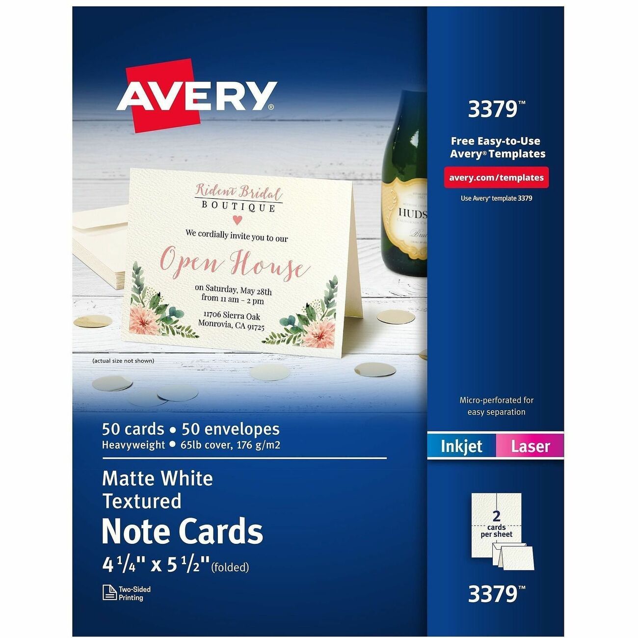 Avery Notecard Ij Txtd We 2Up