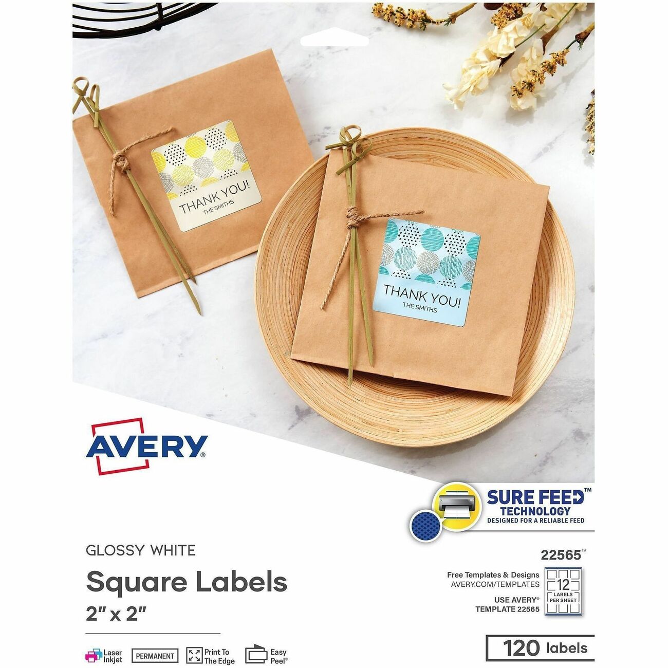 Avery Label Paper White Sq 2X2
