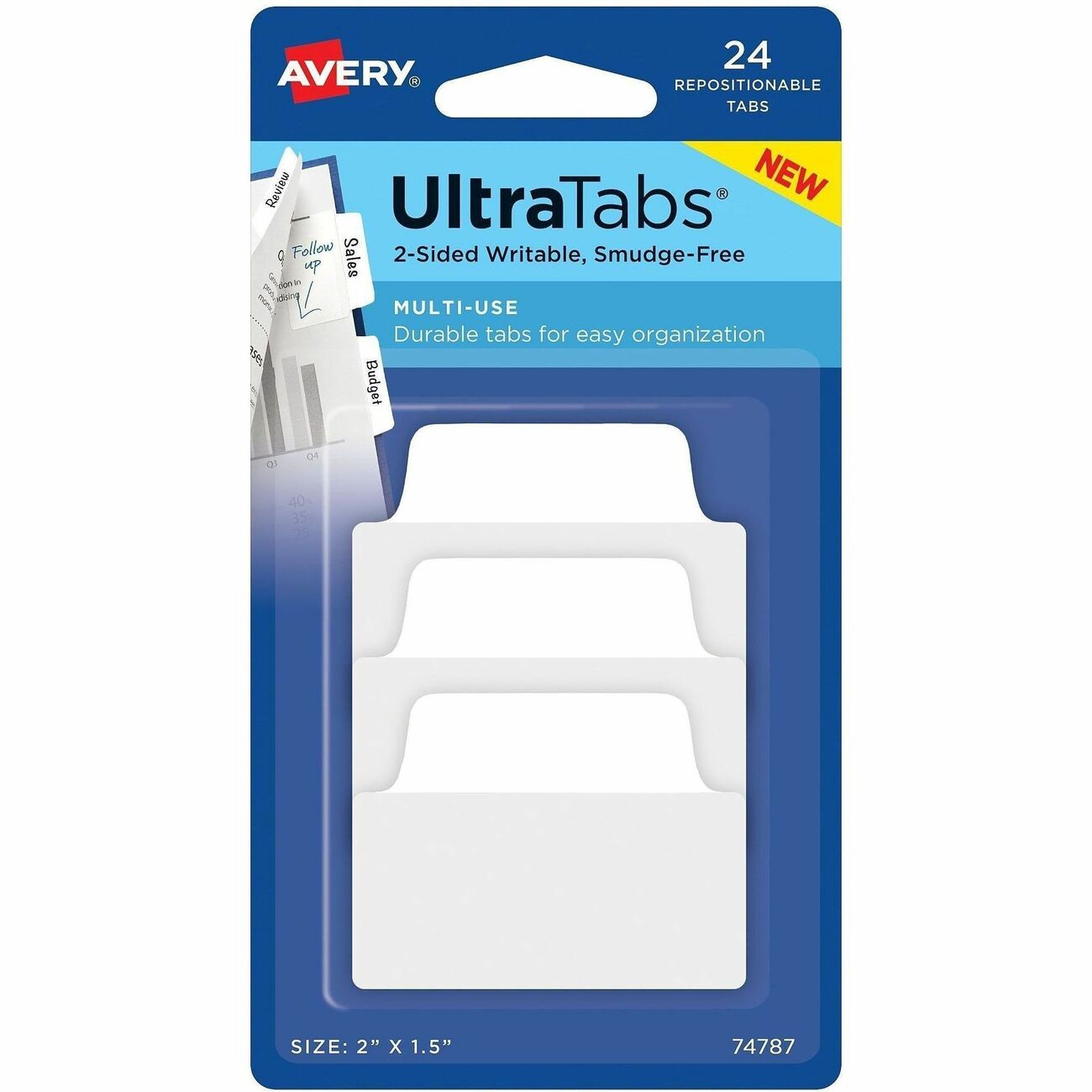 Avery Tabs Ultra White 2X1-1/2