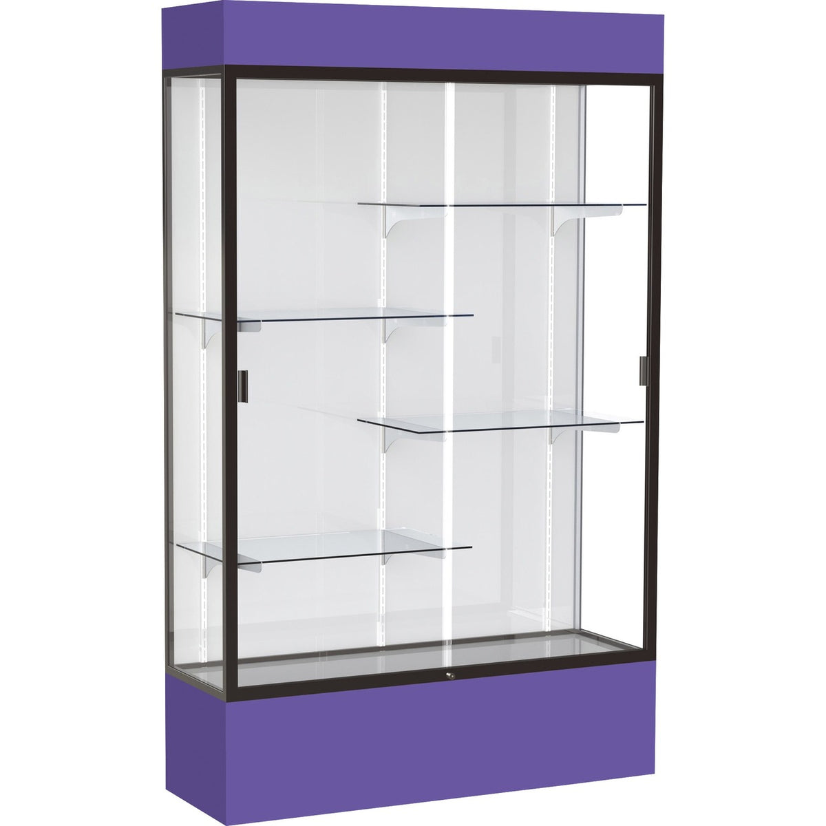 Waddell Lighted Floor Case, White Back w/ Dark Bronze Frame & Colored Base