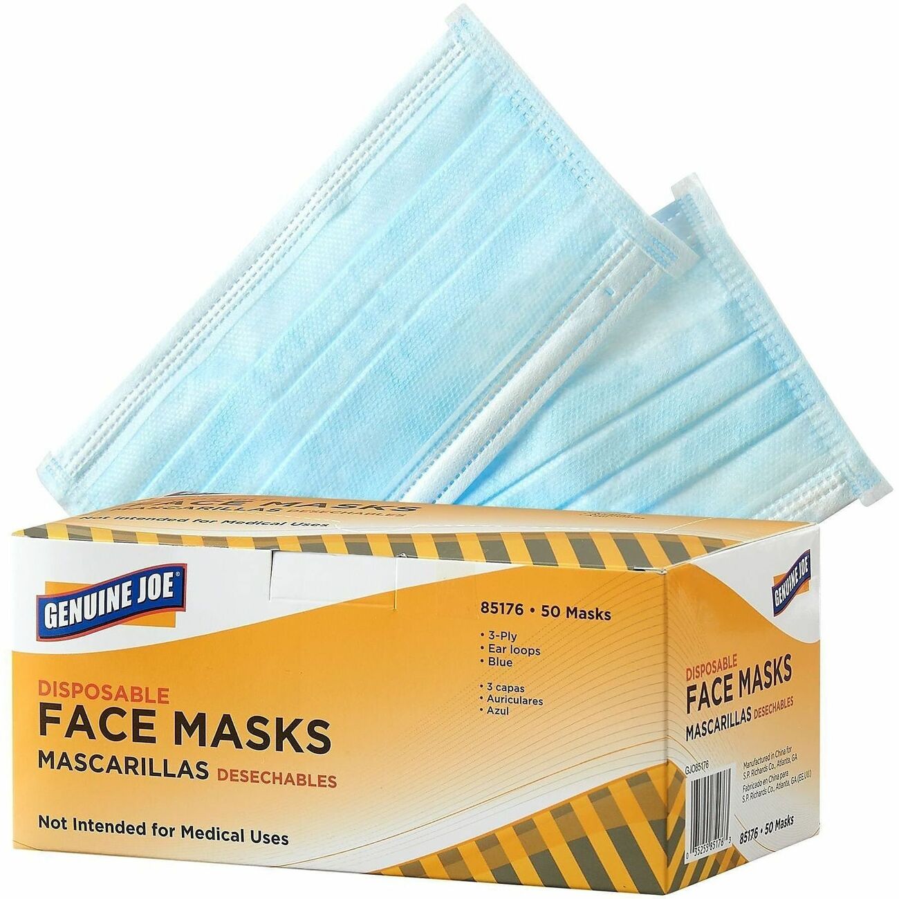 Genuine Joe Disposable Face Masks, Blue