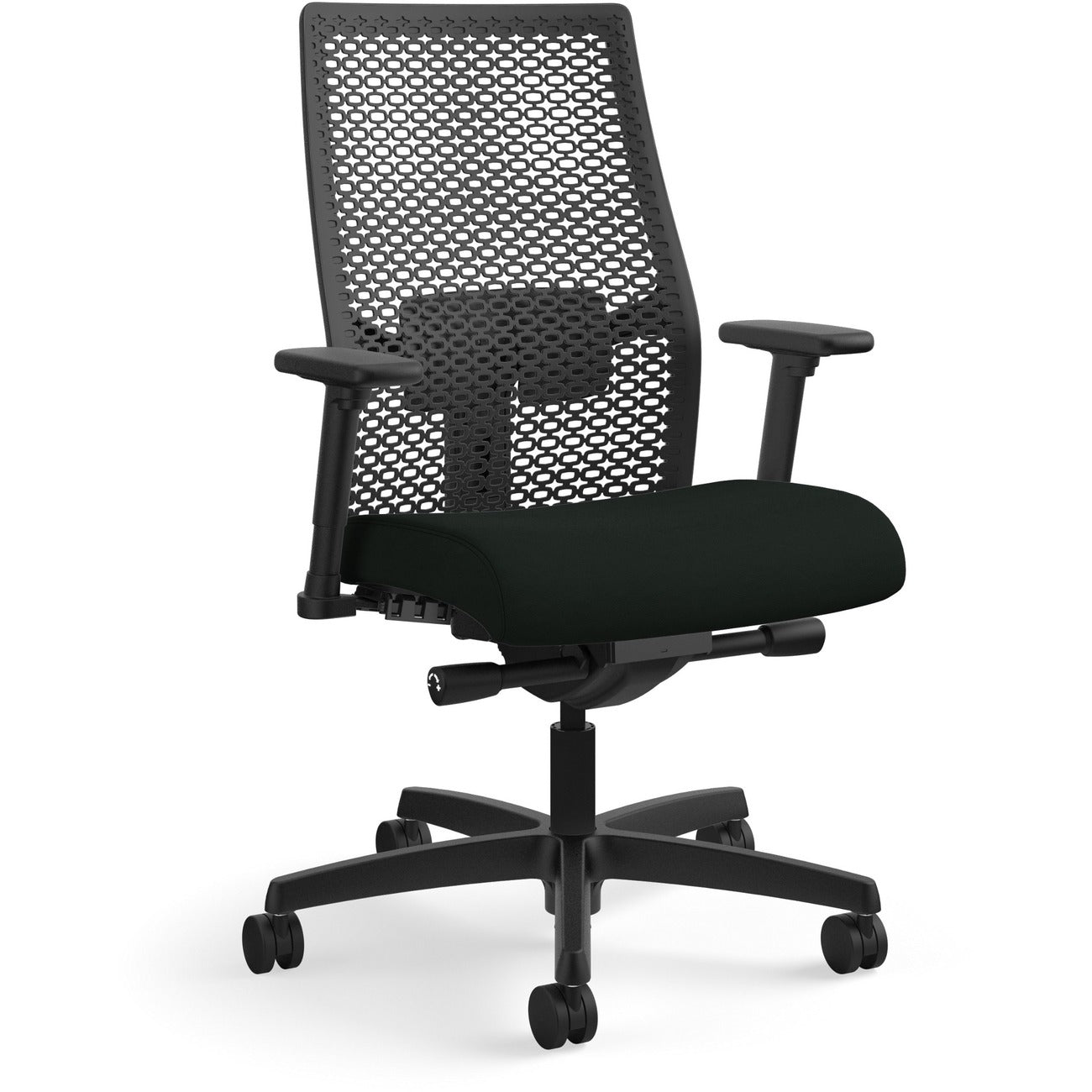 HON Chair Ractbk Adjarm Blk Vyn