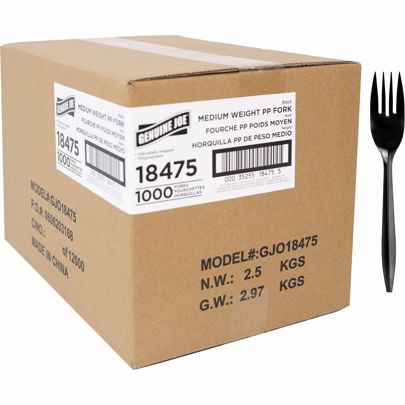 Genuine Joe Fork Mwpp Blk Wrapped