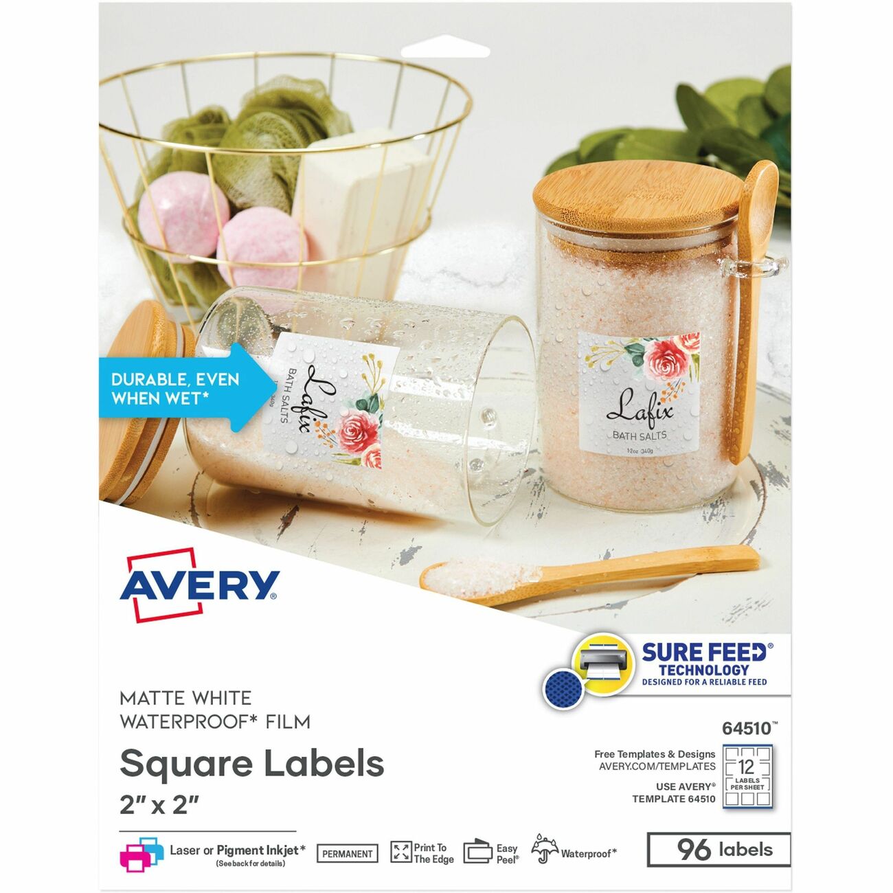 Avery Label 2X2Sq Wtrprf White 96