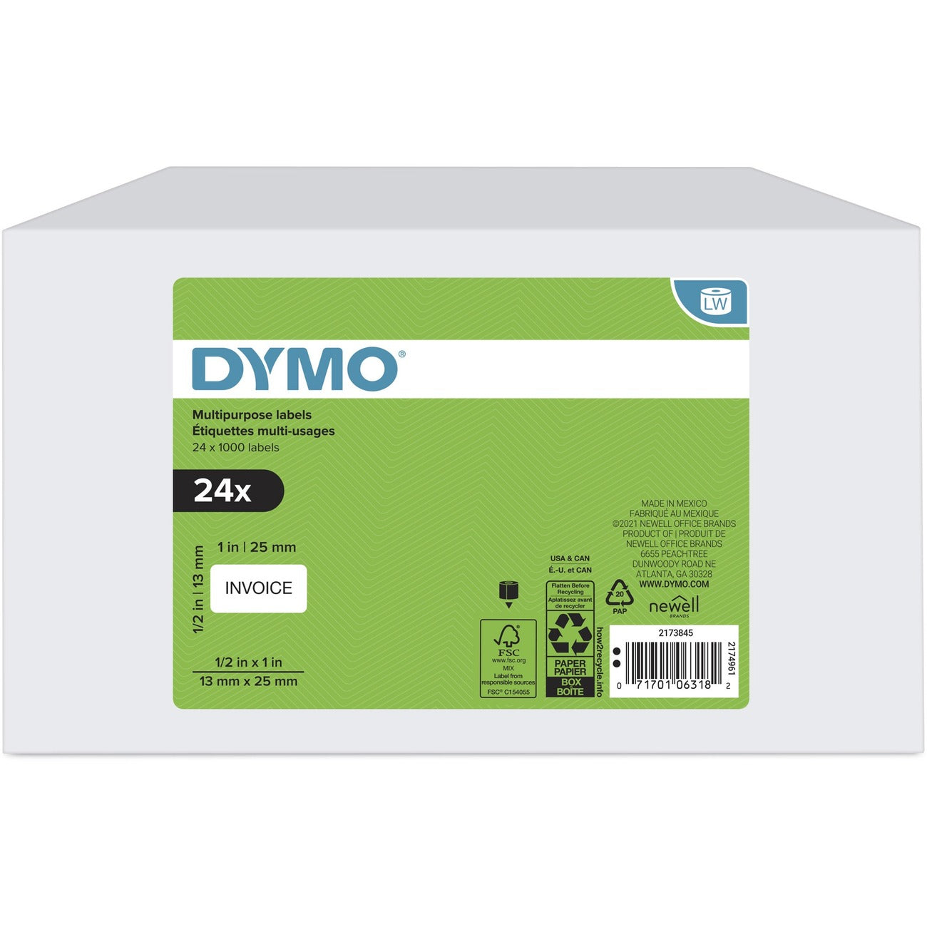 DYMO Label Lw 1/2X1 1K 30333 24
