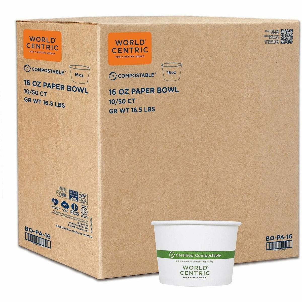 World Centric Compostable White Paper Bowl