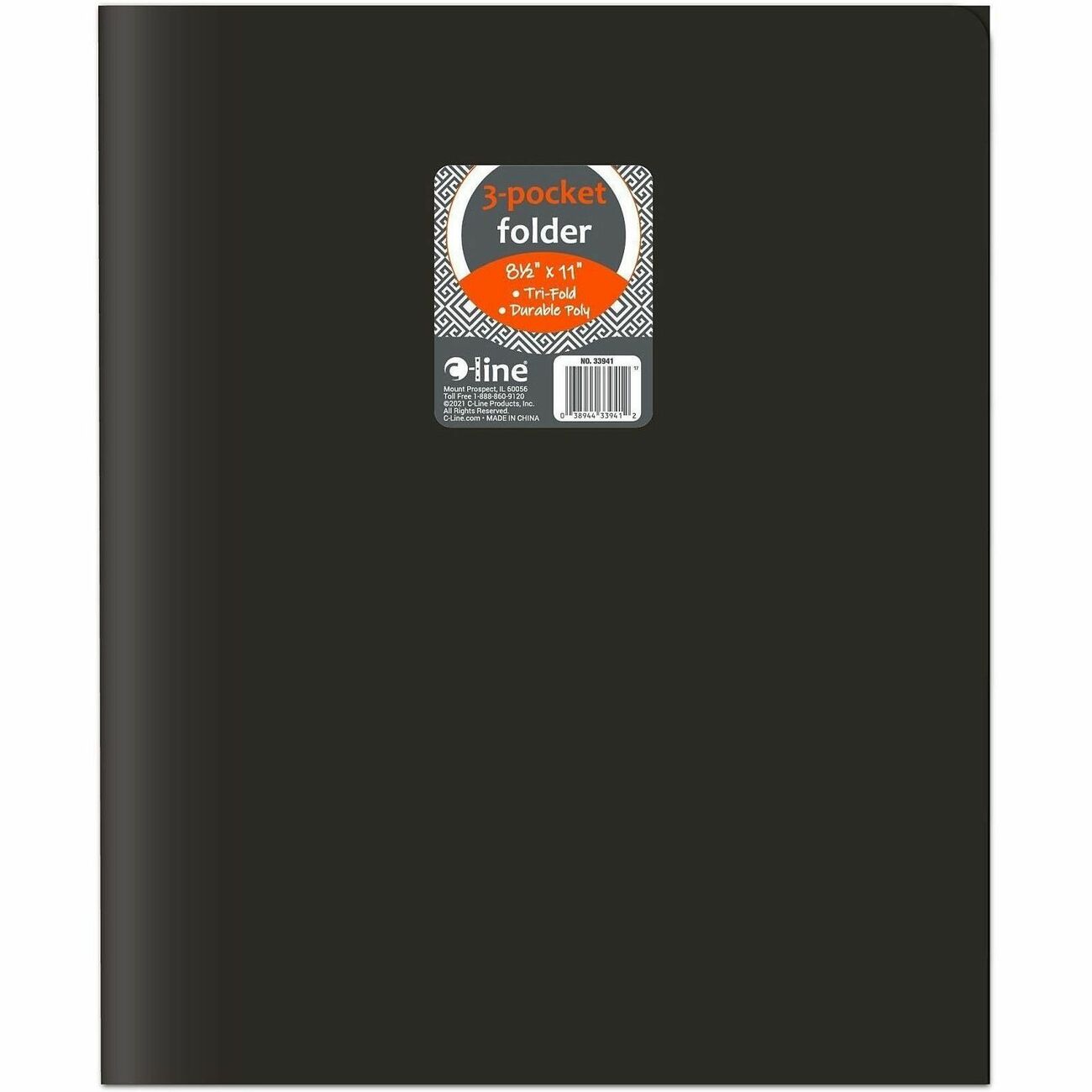 C-Line 3-Pocket Poly Port Blk 24/Bx