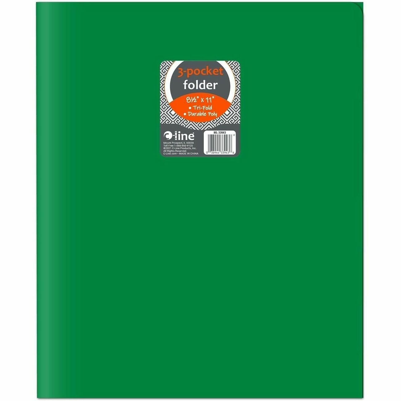 C-Line 3-Pocket Poly Port Grn 24/Bx
