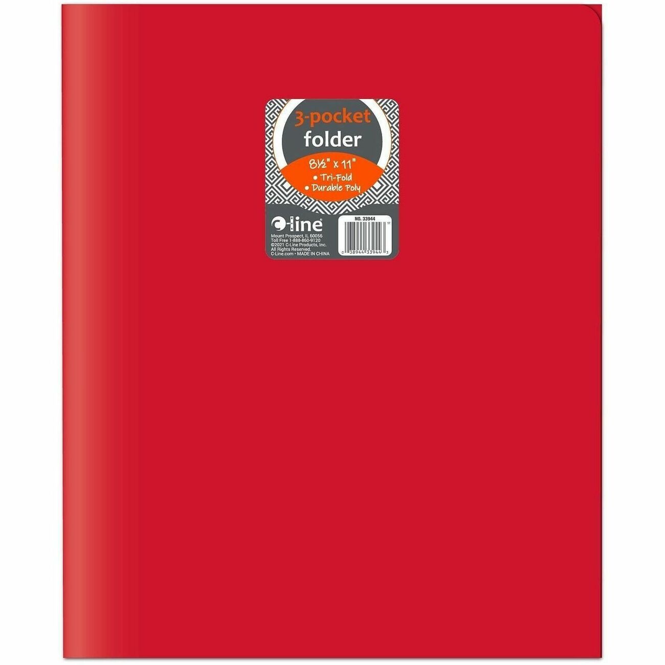 C-Line 3-Pocket Poly Port Red 24/Bx