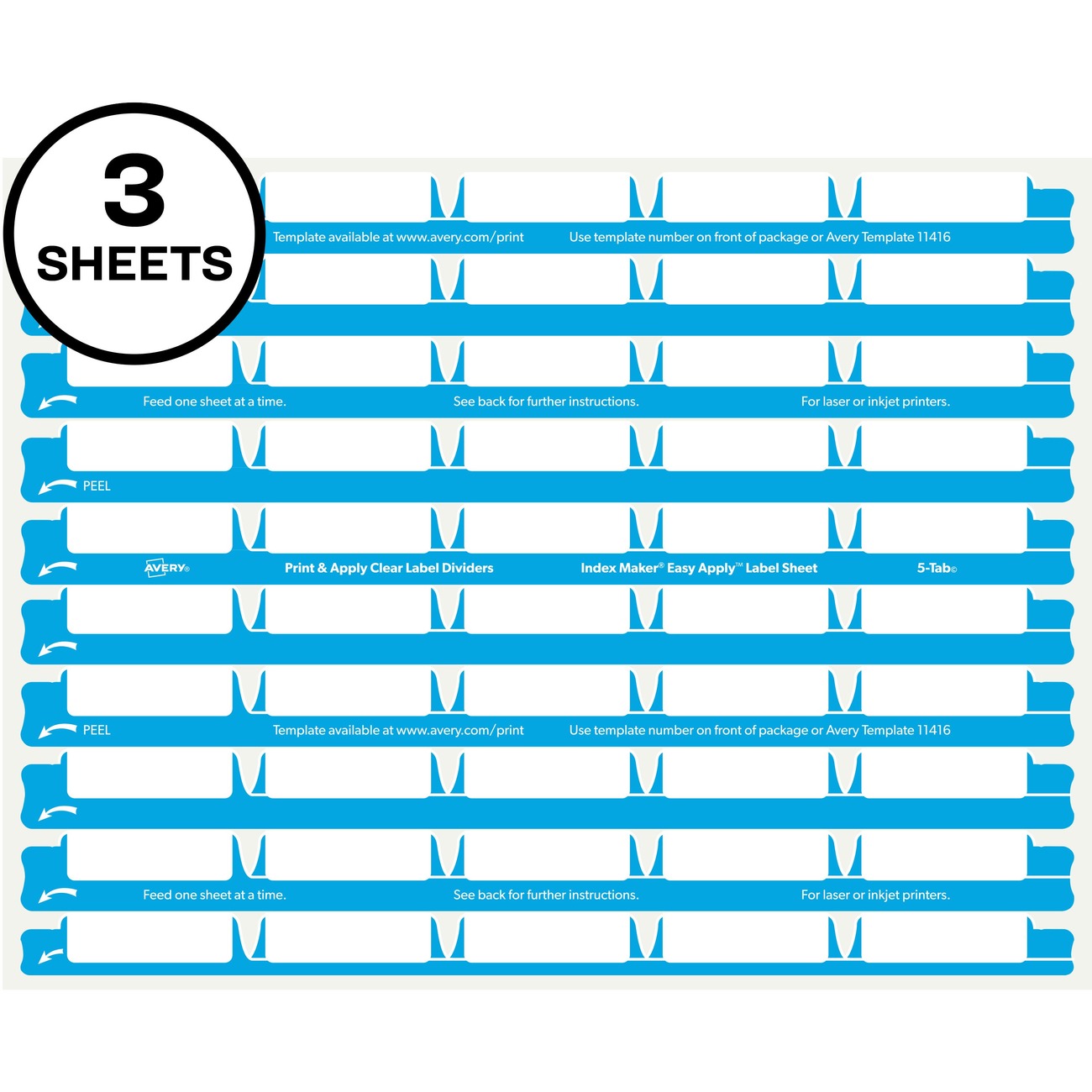 Avery Index Maker Clear Label Dividers, 5-Tab, 3 Sets