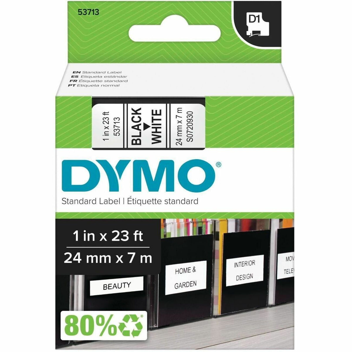 DYMO Cartridge Tape 1' Black/White
