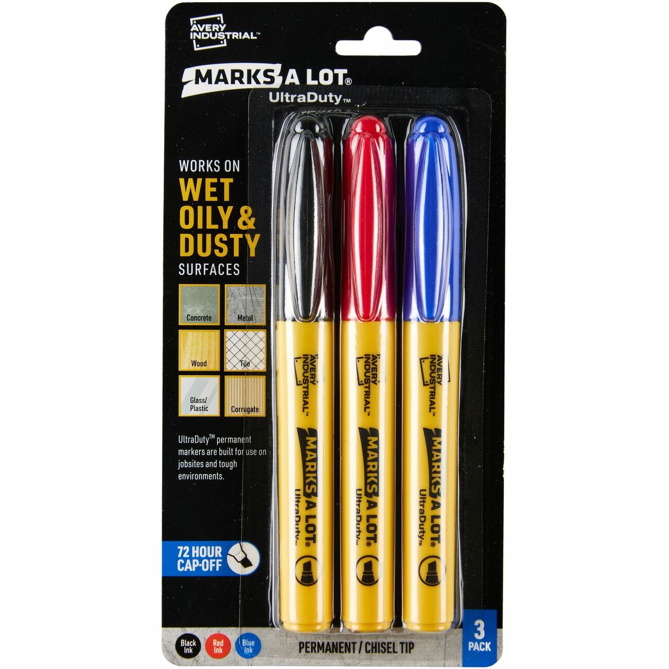 Avery Marker Chiseltip Asst 3Pk