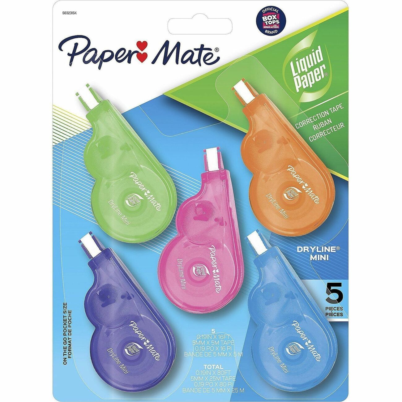 Paper Mate DryLine Mini Correction Tape, 5-Pack