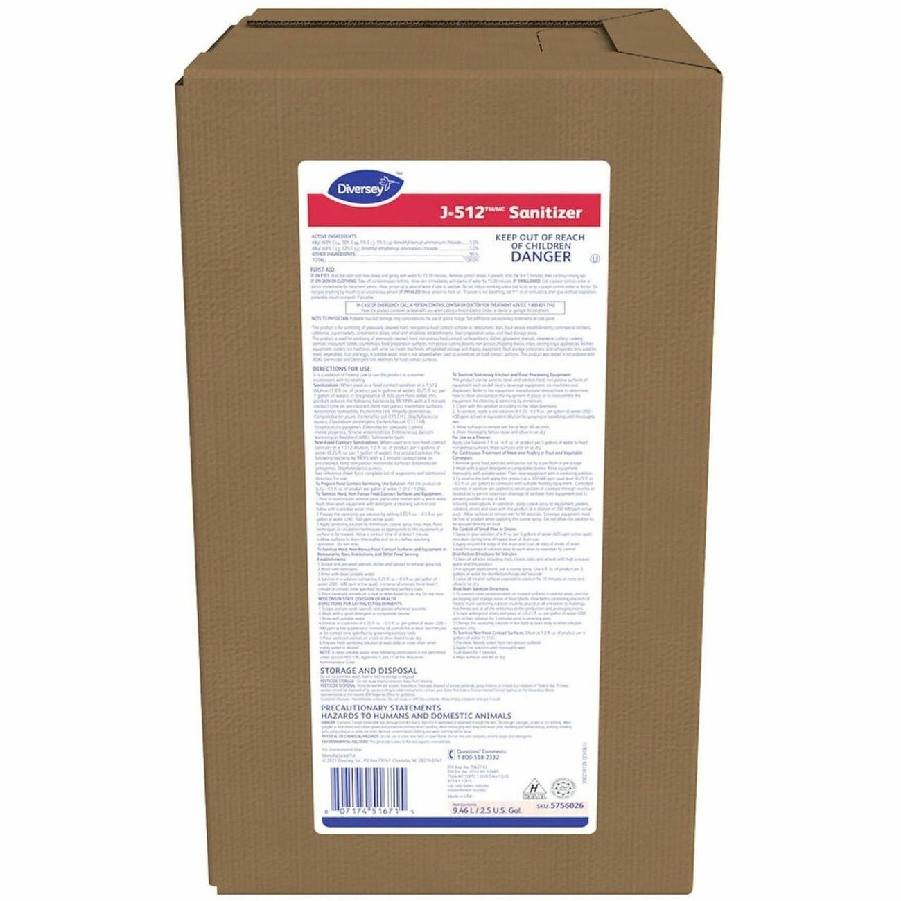 Diversey Sanitizer Bib 2.5Gal