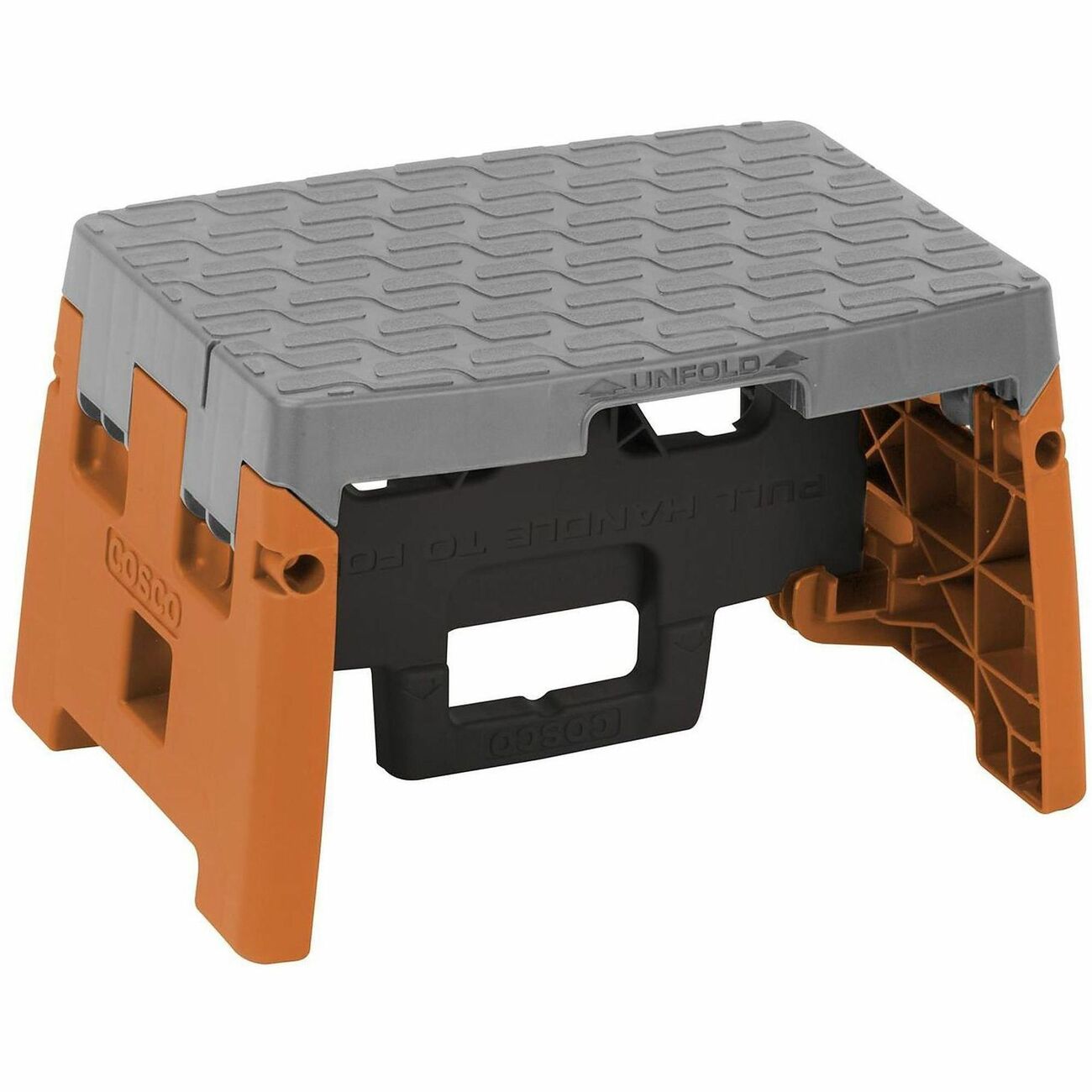 Stool Foldable Blk Org Gry
