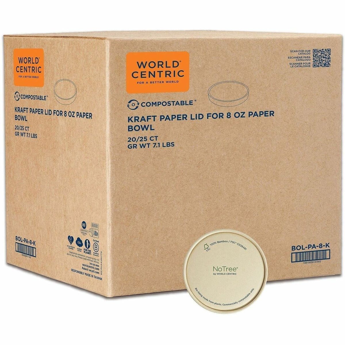 No Tree Compostable Kraft Paper Lids