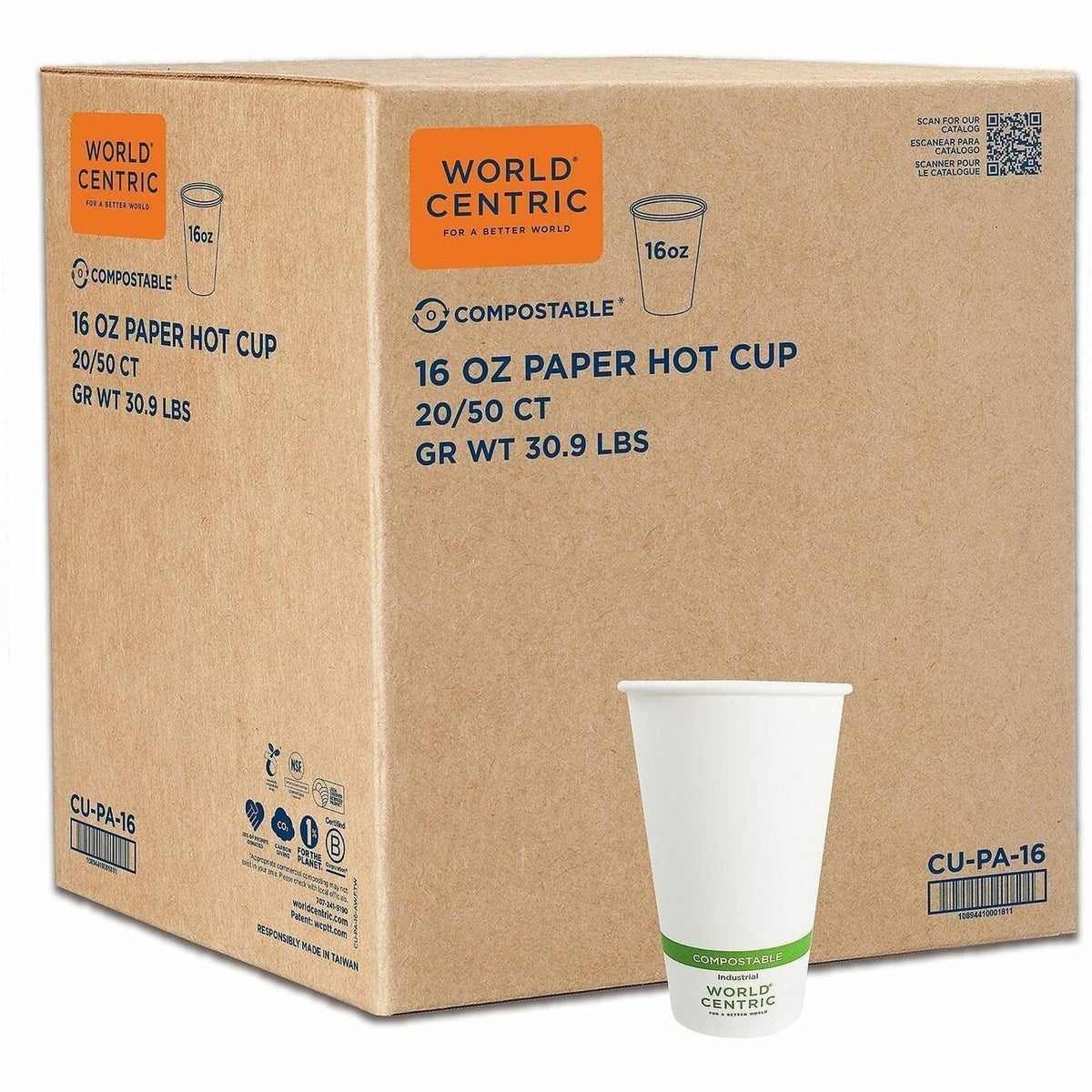 World Centric Compostable White Paper Hot Cups