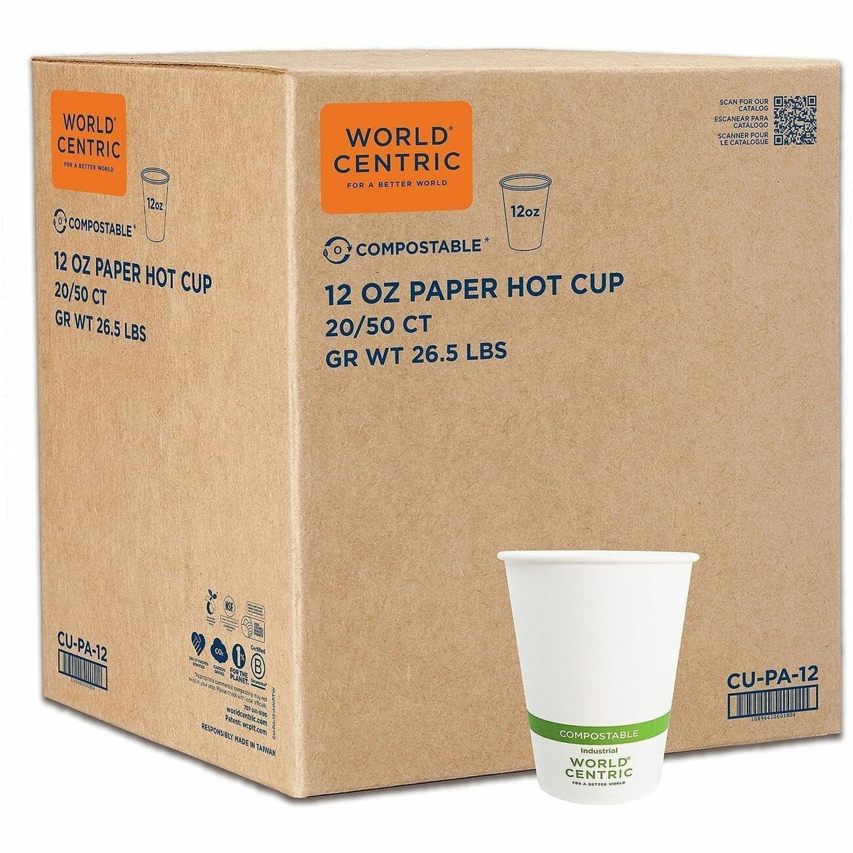 World Centric Compostable White Paper Hot Cups
