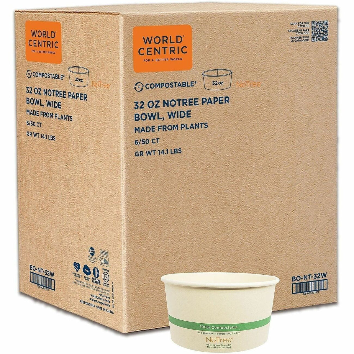 No Tree Compostable Wide Paper Bowls