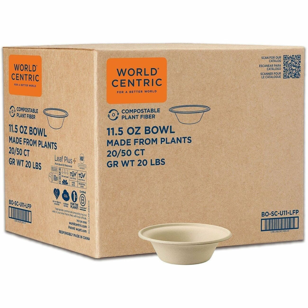 World Centric Compostable 11.5oz Fiber Bowl