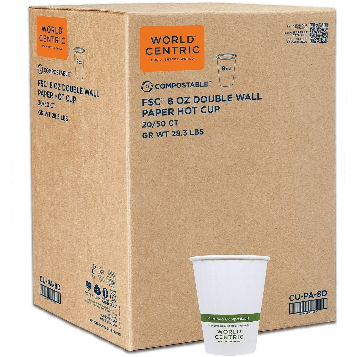 World Centric Compostable Double-Wall Paper Hot Cups