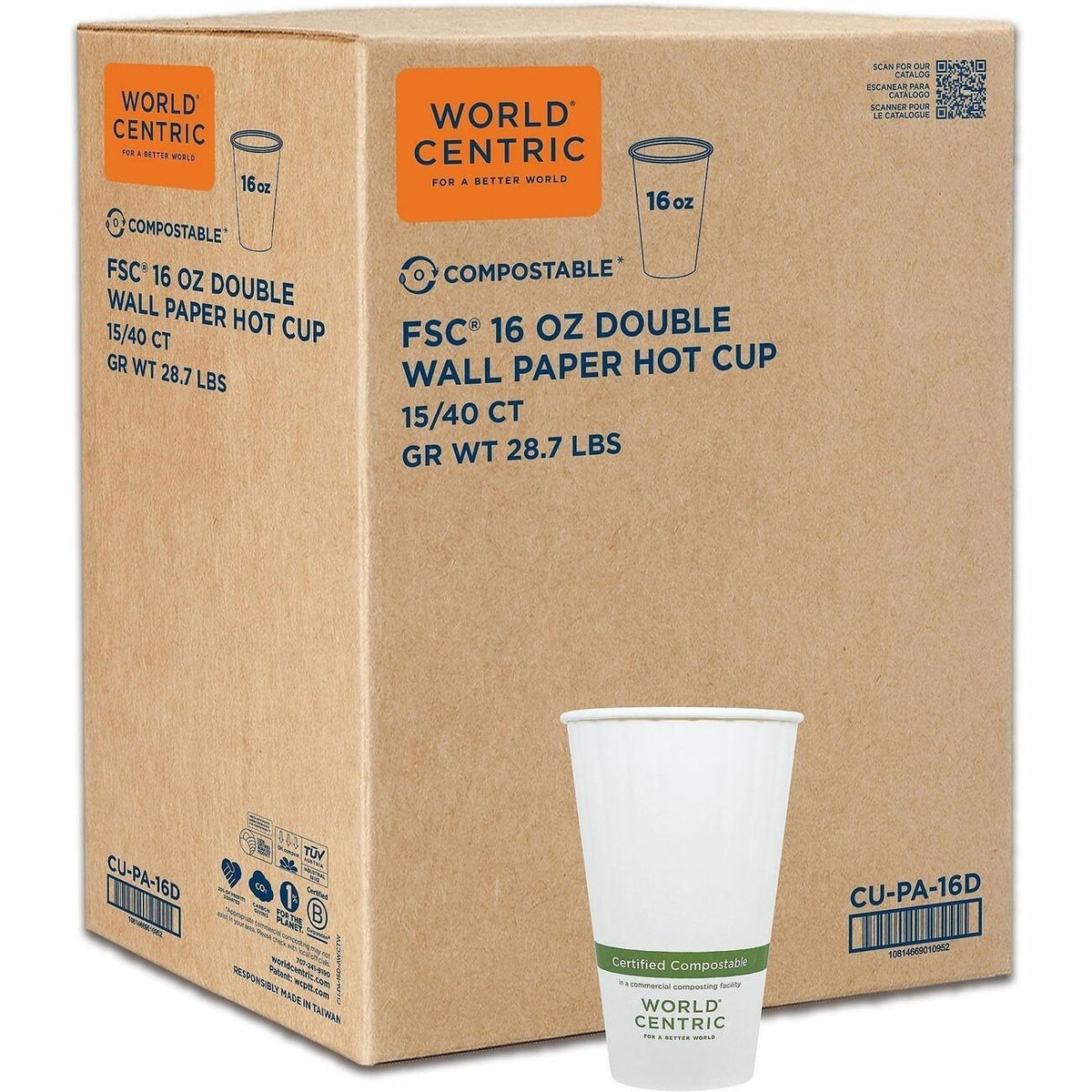 World Centric Compostable Double-Wall Paper Hot Cups