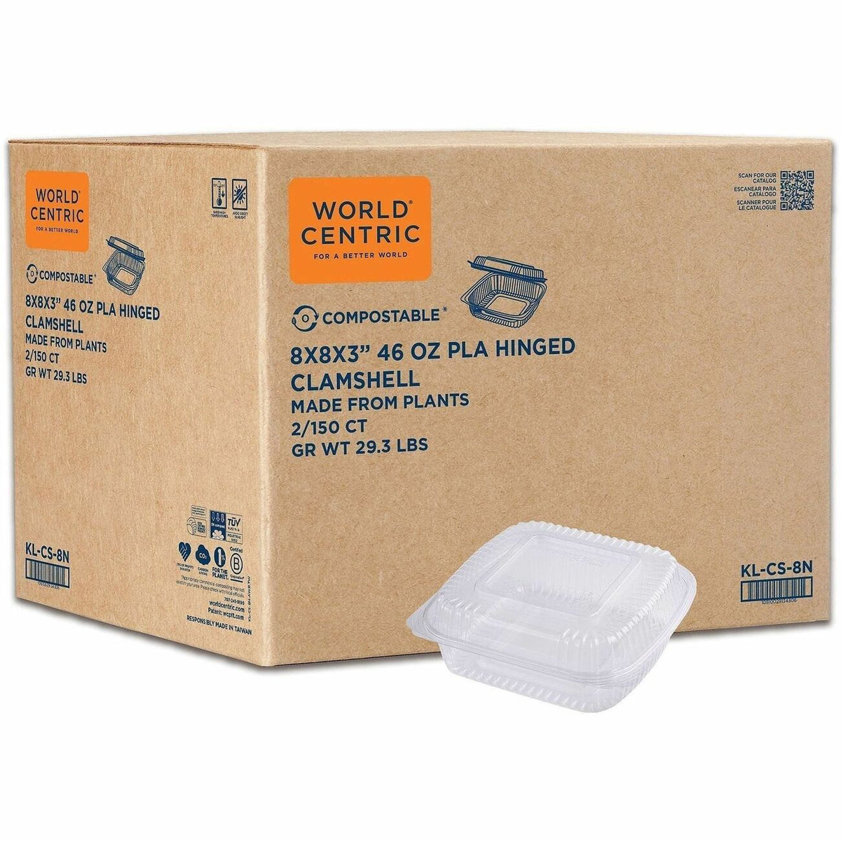 World Centric Compostable Clear Hinged Container