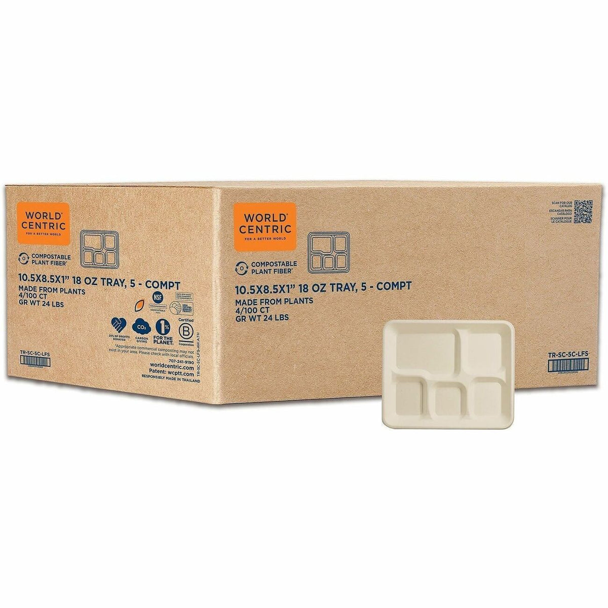 World Centric Fiber Foodservice Trays