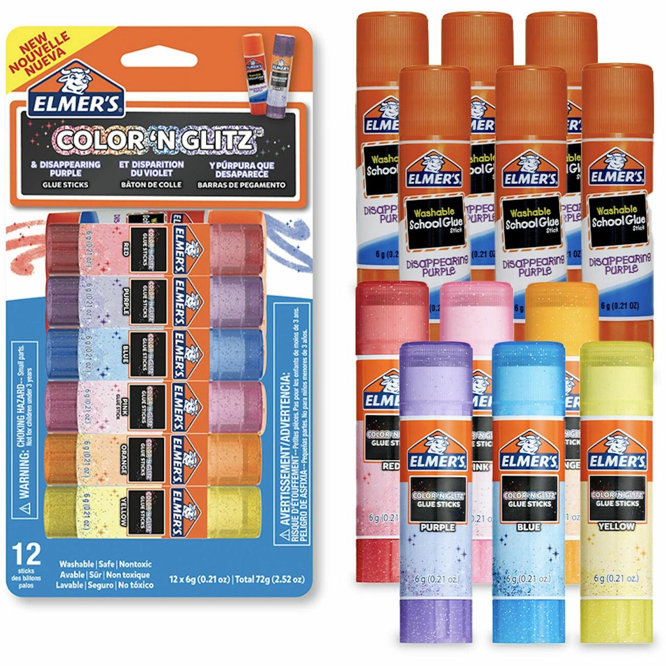 Glue Stick Glitter 12Ct 6G
