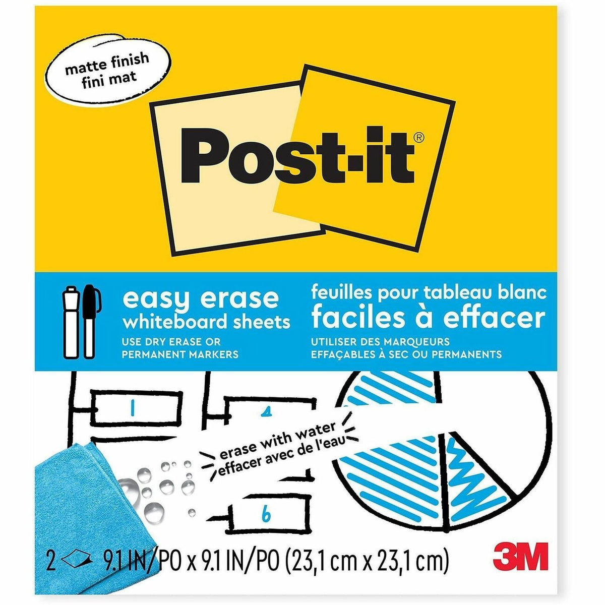 3M Easy Erase Permanent Marker Whiteboard Sheets