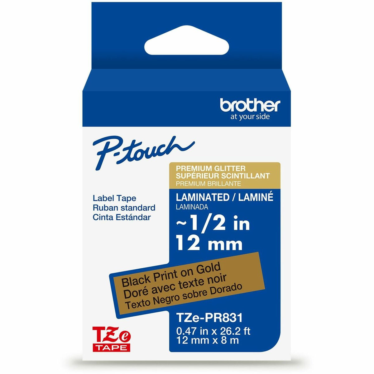 Brother Tape Label 1/2 Bk/Gli