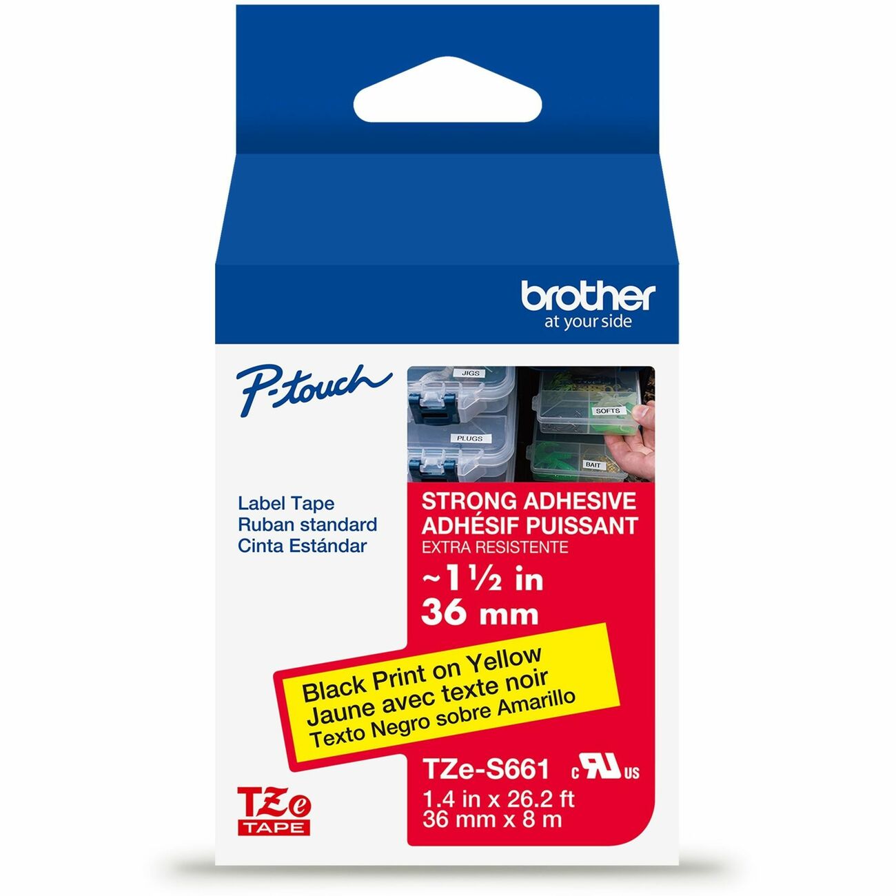 Brother Tape Indust 1 1/2-Bk/Yw
