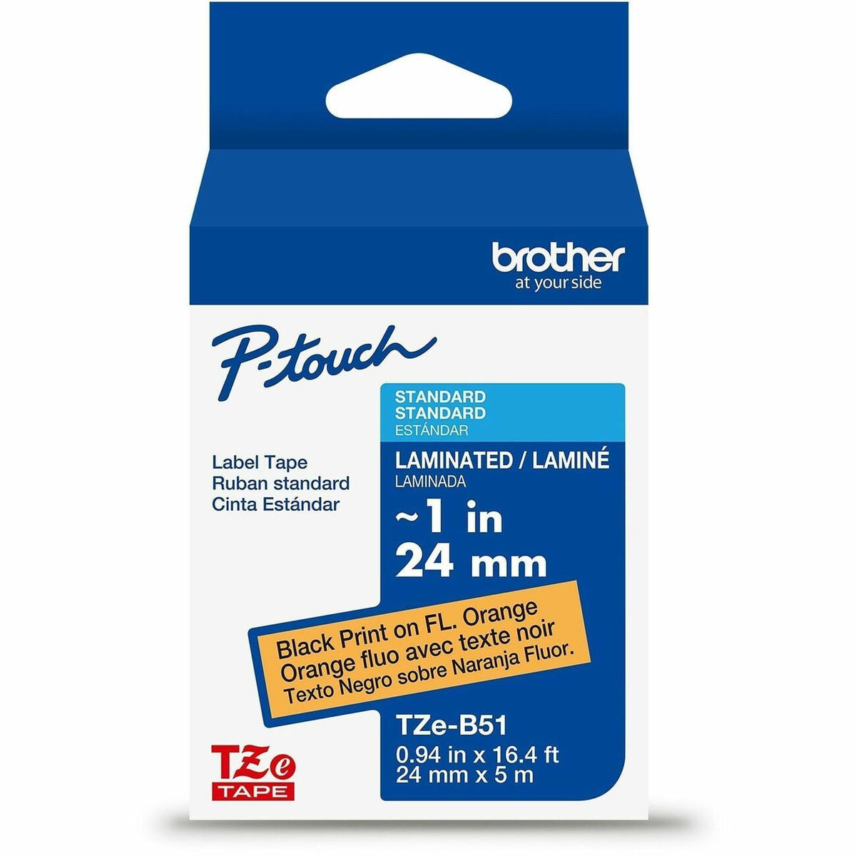 Brother Tape Label 1 Bk/Fl.Orange
