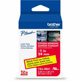 Brother Genuine P-touch TZeS651 BK on YL Label Tape, Strong Adhesive Lam., 24mmX8m