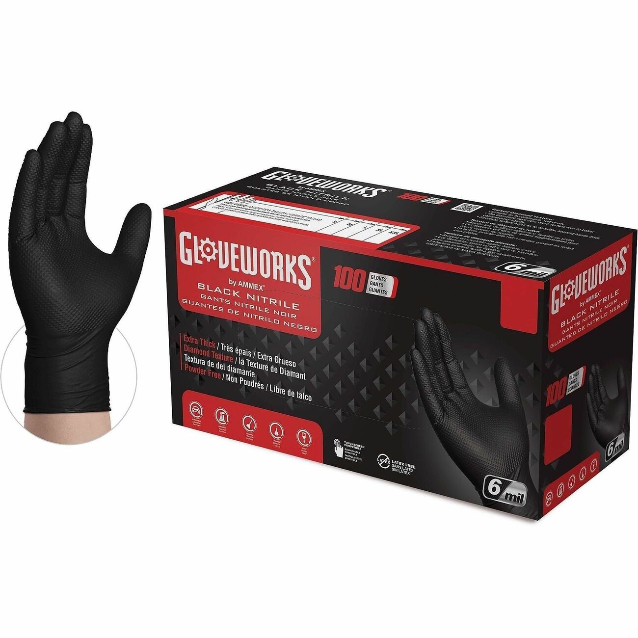 Glv Rdt Blk Nitrile Pf Lg