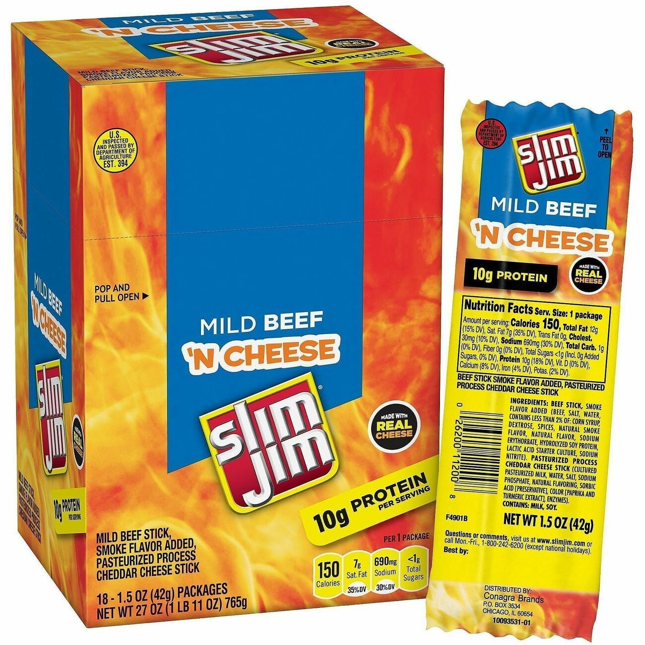 Food Slim Jim Mt Chse 18Ct