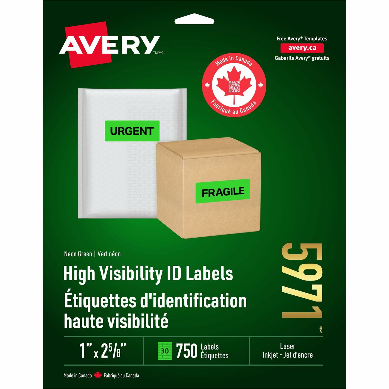 Avery Label Neon Perm 1X2.5 Green